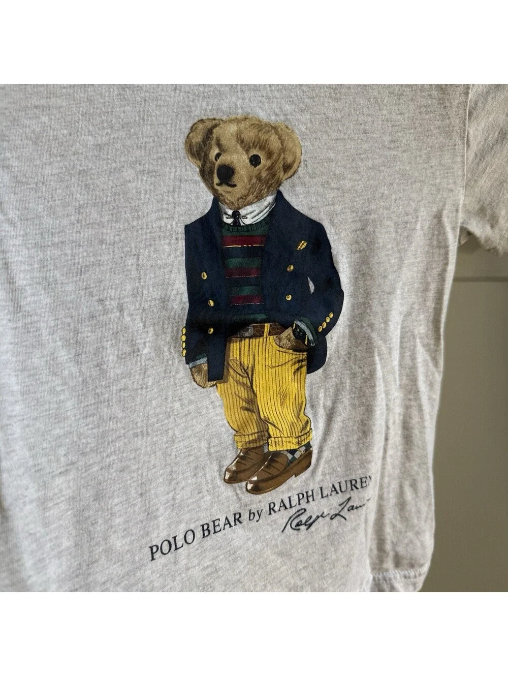Polo Ralph Lauren Bear T-Shirt Kids 4T Gray Graphic Short Sleeve Cotton Tee